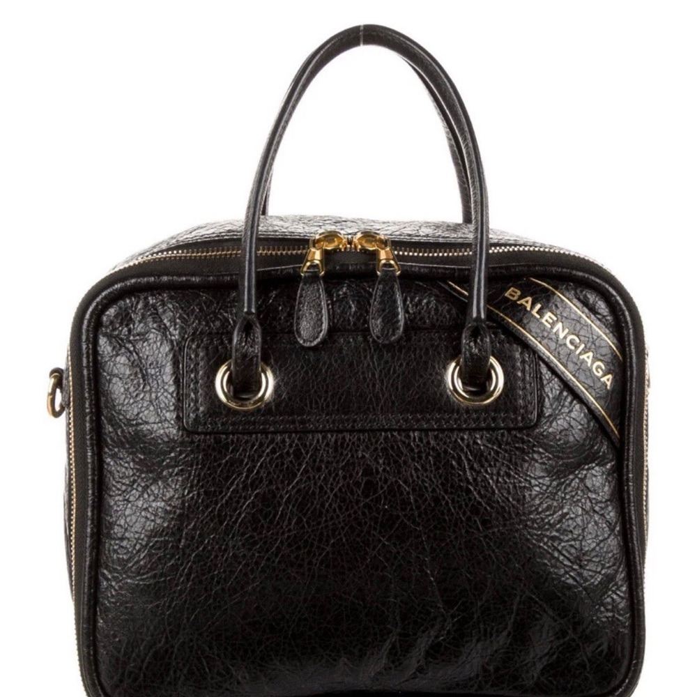 Balenciaga Textured Black Leather Satchel